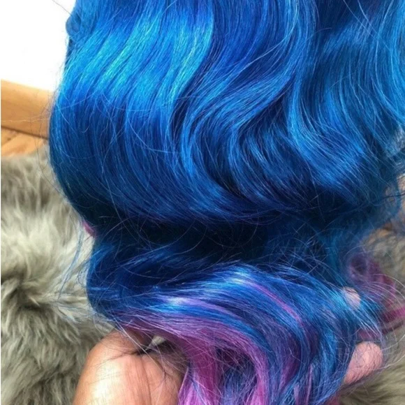 💫 22” PURPLE TRI OMBREMERMAID BODY WAVY CURLY LACE FRONT WIG *NEW*5” LACE PRT